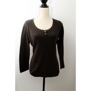 Eddie Bauer Thermal cotton angora rabbit brown‎ shirt Women's L sweater cozy